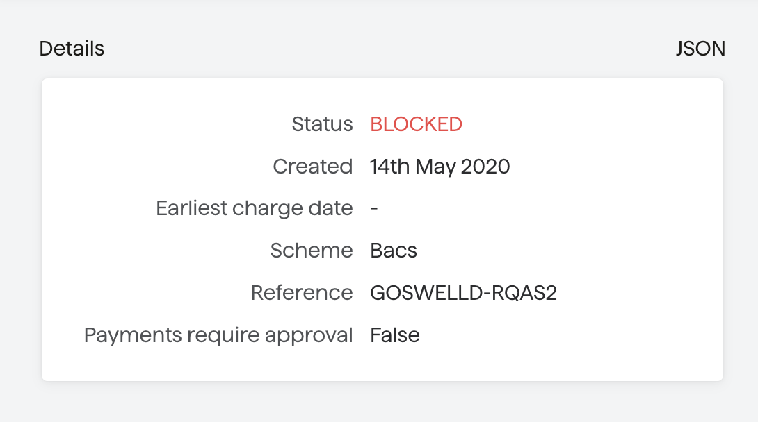 Retrieve the block state of a give mandate id