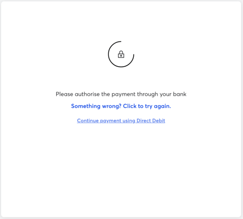 Billing Requests: Fallbacks - Bank Authorisation Failure Screen